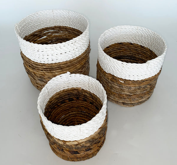 Basket Woven Natural Water Hyacinth (set of 3)