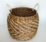 Round Basket Woven Natural Water Hyacinth (set of 2)