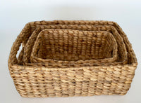 Rectangular Basket Woven Natural Water Hyacinth (set of 3)