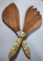 Salad Set Sapodilla with mother of pearl shell