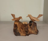 Two Birds with Egg on Mangrove Wood