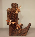 3 Bees on Driftwood