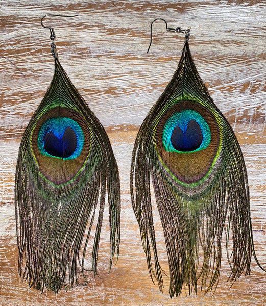 Large Earrings Peacock