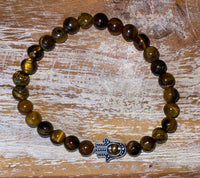 Bracelet from Agate Stone and Hand of Fatima , Elastic