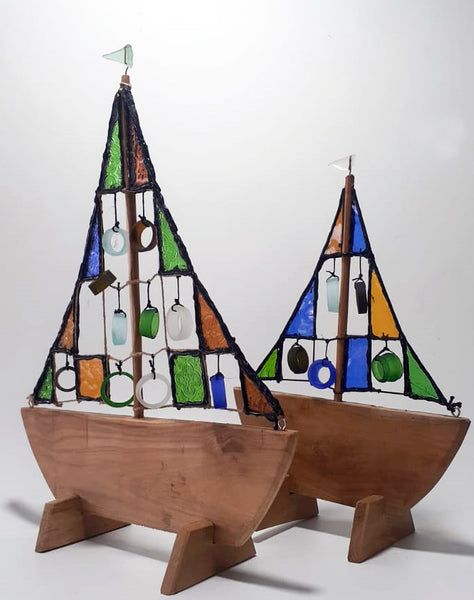 Boat from Teak with Sail from Glass