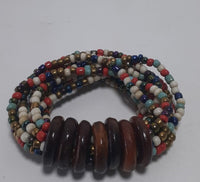 Elastic Beads Bracelet Wooden Mixture