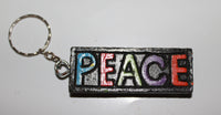 Square Wooden Key Rings (Love and Peace)