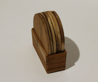 Natural wood coaster 6 in a box 10 cm