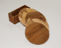 Natural wood coaster 6 in a box 10 cm