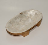 Sauce serving plate from wood and shell
