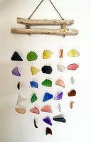 Beach glass wind chime and driftwood 5 string