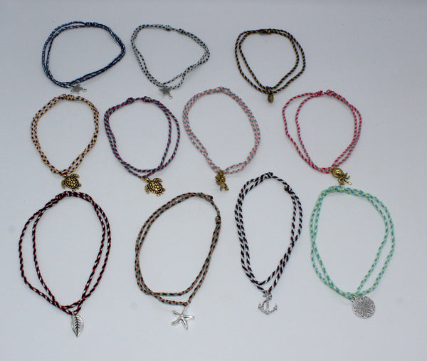 Double Anklet pack of 10 mix Color and Pendant