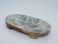 Sauce serving plate from wood and shell