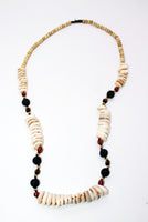 Necklace from Wood Beads, Shell and Lava Stone