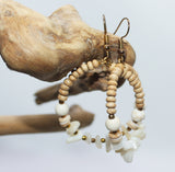 Earrings from Wood Beads and Stone