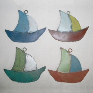 Hand Painted Iron Wall Decorations Set of 4