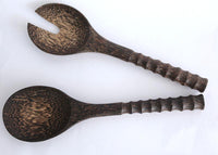 Salad set with carved handle (Palm wood)