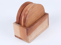 Natural wood coaster 6 in a box 8 cm